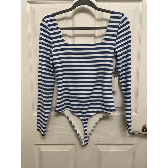 Aritzia Babaton Size M Contour LS Square Neck Bodysuit Flagstone Blue NWT - Picture 5 of 6